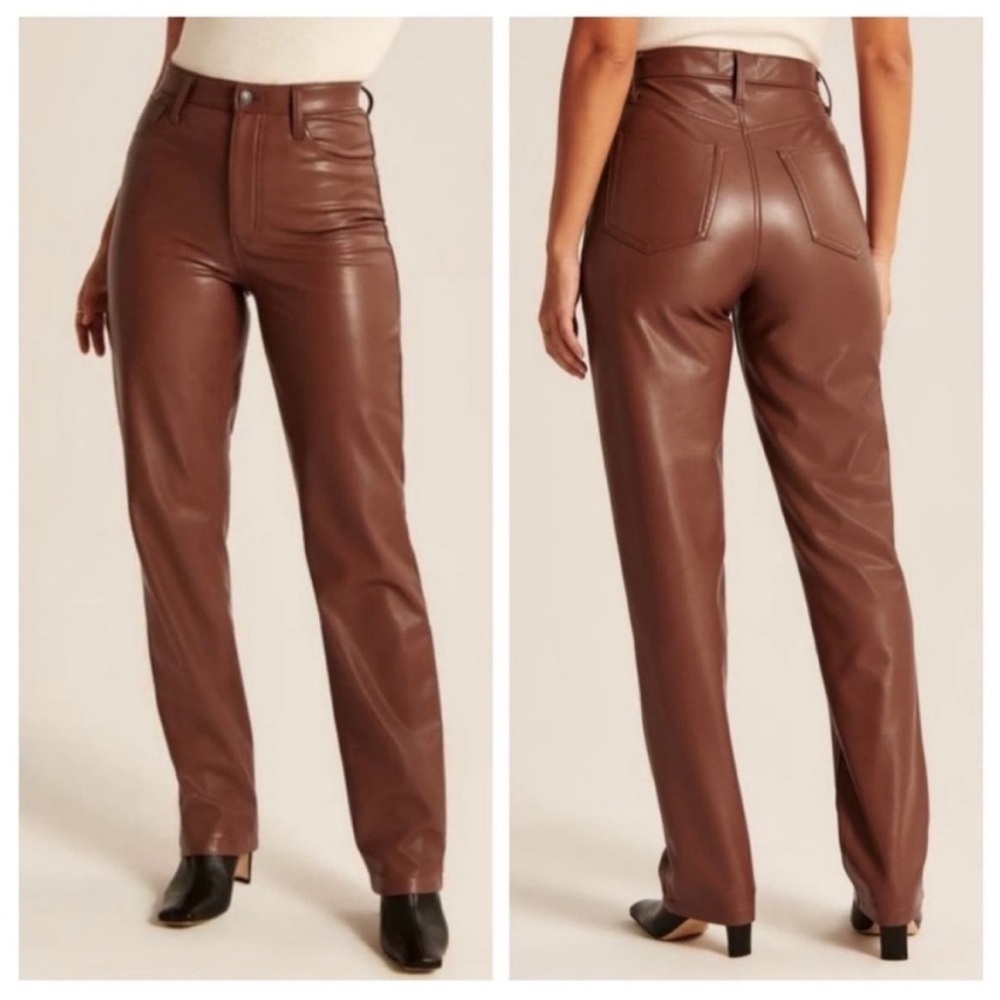 Abercrombie & Fitch Vegan Leather 90s Straight Pants - Picture 8 of 9